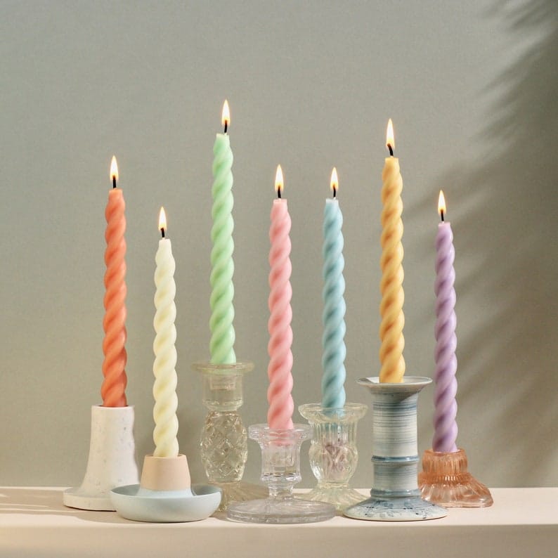 12Pcs Twisted Spiral Candles Size (8")