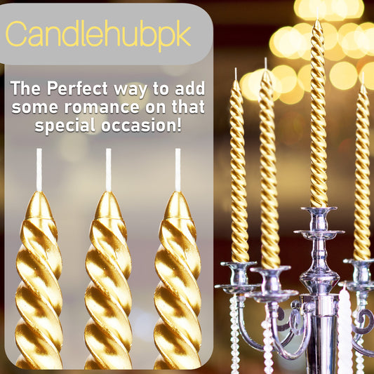 3 Pcs Spiral Dinner Twisted Candle Size  10" Pastel Colors